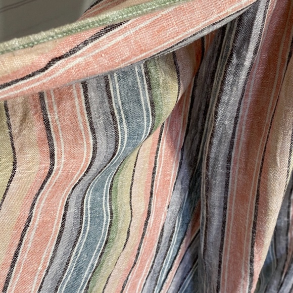 DREW Striped Tulip Leg Strapless Jumpsuit Linen Blend Pastel Rainbow Size Small - Picture 10 of 10